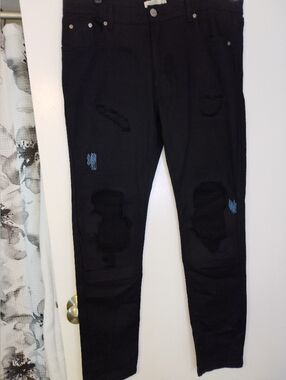 Trestles Mens Black Distressed Skinny Jeans